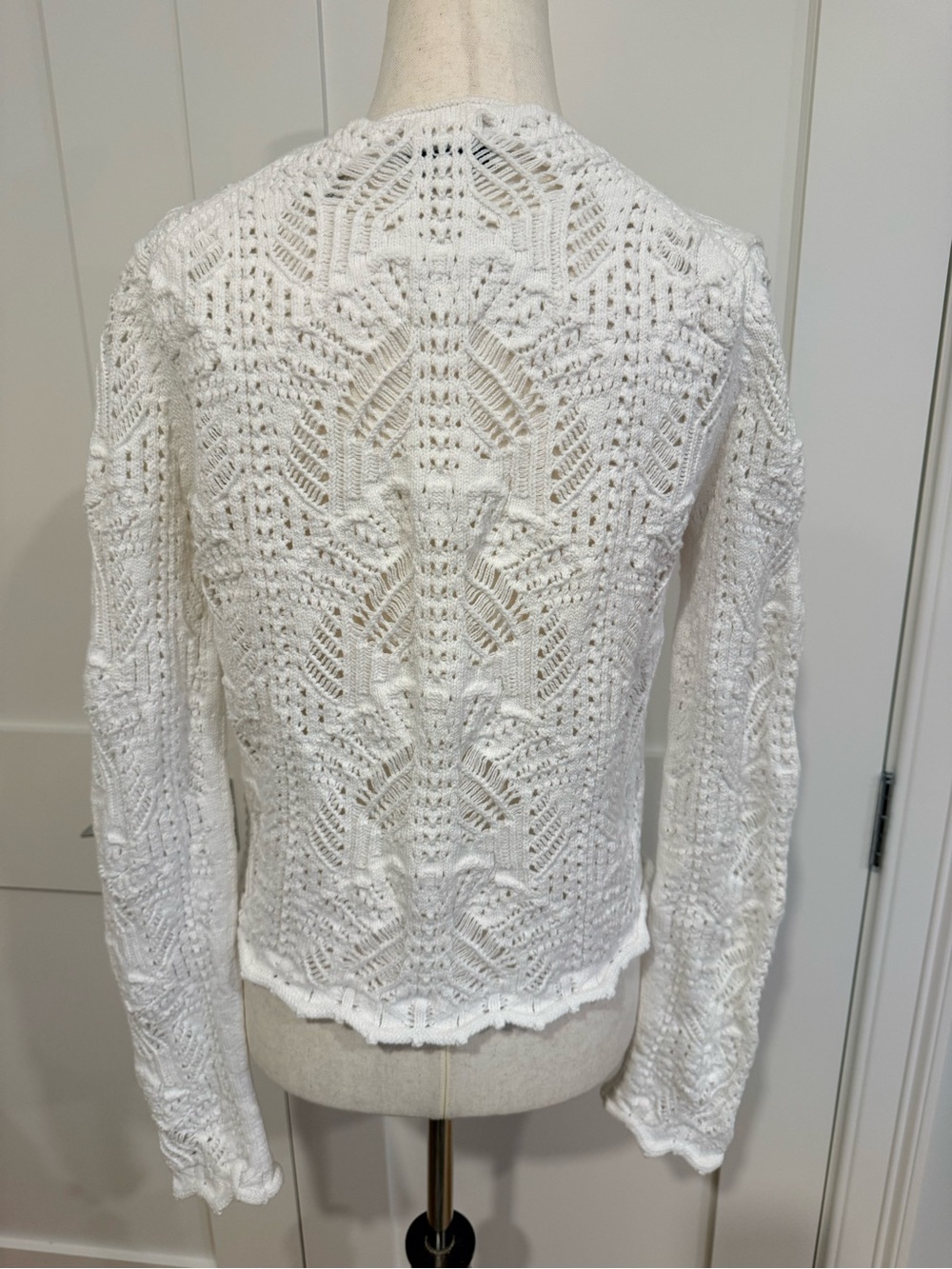 Vince White Open-Knit V-Neck Button Cardigan - Picture 5 of 11